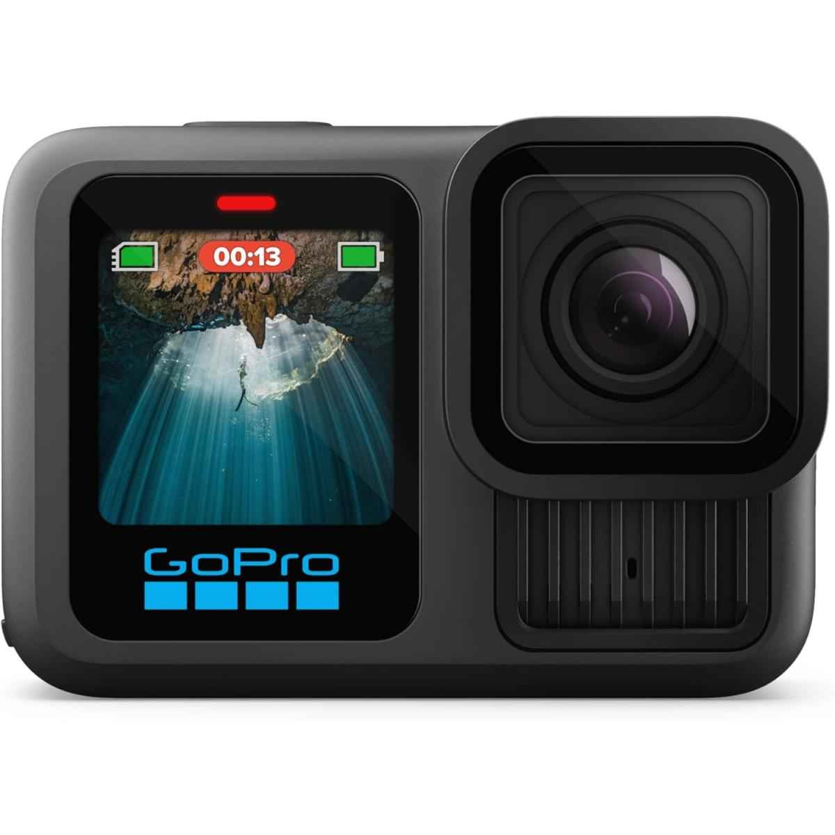 Gopro Hero13 Aion Camera, 5.3k Professional Video, 27.6mp Aive Pixels, 3 Microphones, Stereo Audio, Rugged + Waterproof, Ble 5.3, Usb C, Removable 1900mah Enduro Battery, Black