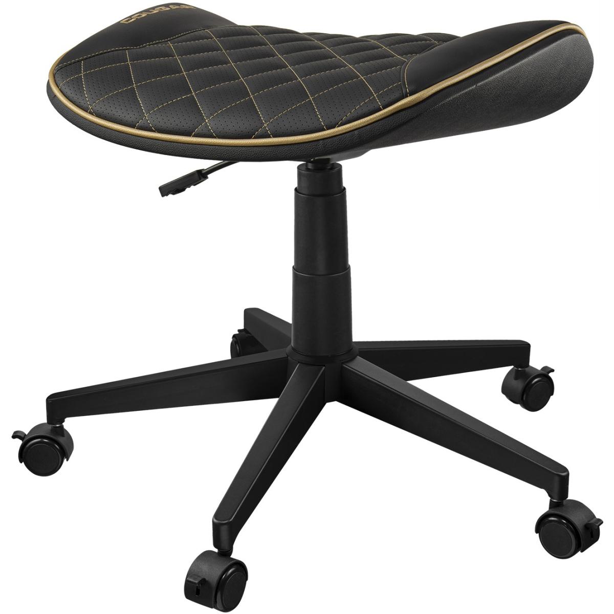 Cougar Crosser Multi Use Gaming Stool Scalloped Seat Pvc Synthetic Leather Upholstery Adjustable Height Base With 5 Wheels Up To 120 Kg Weight Support, Balck Gold - CompuMe