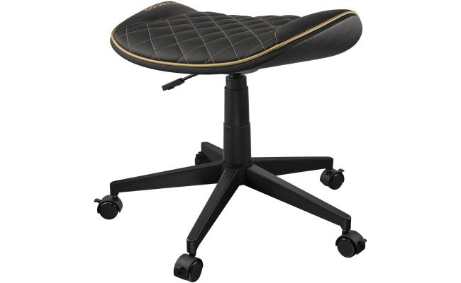 Cougar Crosser Multi Use Gaming Stool Scalloped Seat Pvc Synthetic Leather Upholstery Adjustable Height Base With 5 Wheels Up To 120 Kg Weight Support, Balck Gold Cougar Crosser Multi Use Gaming Stool Scalloped Seat Pvc Synthetic Leather Upholstery Adjustable Height Base With 5 Wheels Up To 120 Kg Weight Support, Balck Gold
