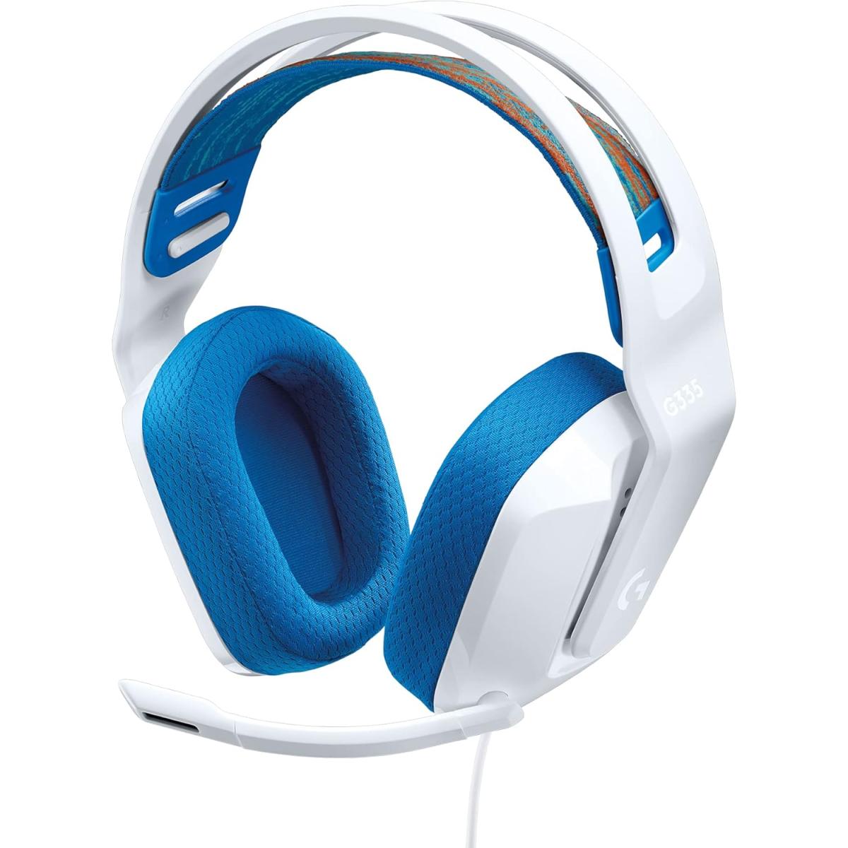 Logitech G335 Wired With Flip To Mute Microphone 3.5mm Audio Jack Memory Foam Lightweight Compatible With Pc, Playstation, Xbox, Nintendo Switch White - CompuMe