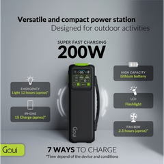 Goui Beast Power Station , With Led Flashlight Portable Power Station (200w Rated Output And 400w Peak), 209wh Capacity 5 Ways To Charge Digital Screen Ac & Dc Ports
