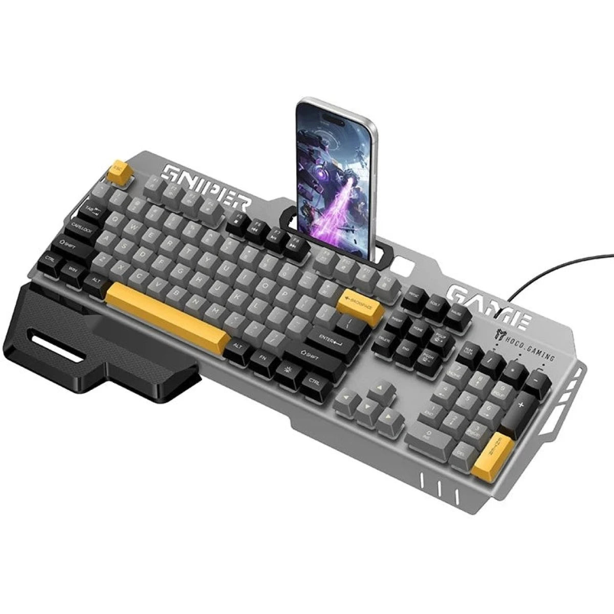 HOCO GM702 Wired Gaming Keyboard with Wrist Rest & Phone Stand - English Version