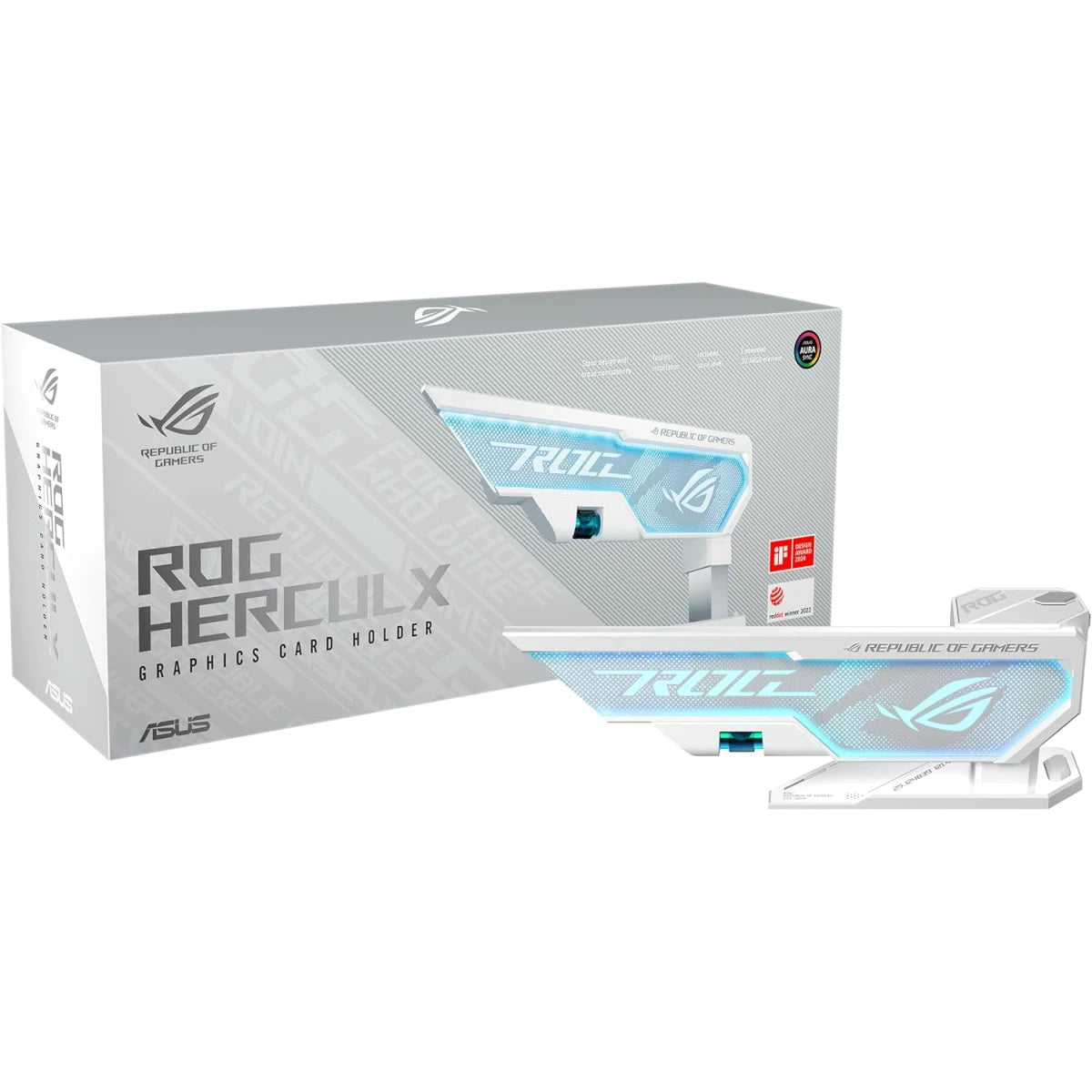 Asus XH01 ROG Herculx Graphics Card Holder Toolless Mount Zinc Alloy Structure Height Adjustable , White