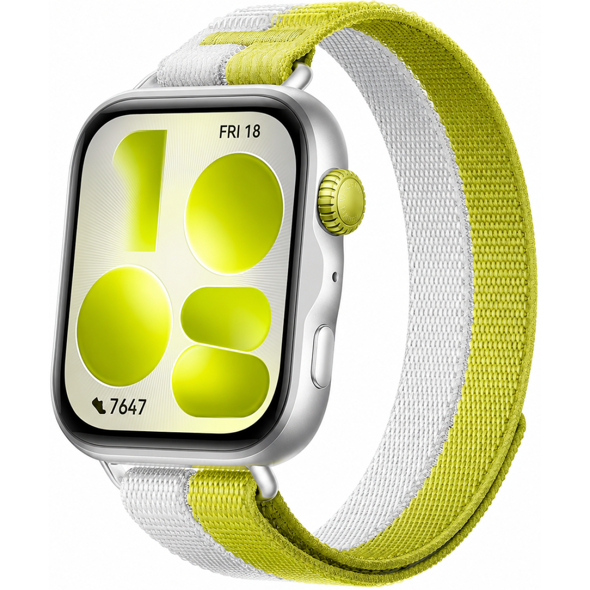 HUAWEI WATCH FIT 5 Smartwatch with Green-Grey Nylon Strap - Silver + Free Gift