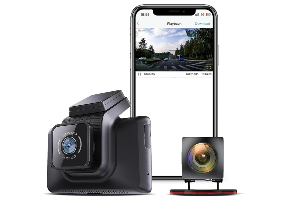 Hikvision AE-DC4328-K5 (2CH) - Dual-Channel Dash Camera, 1440P Front + 1080P Rear, GPS, Wi-Fi, G-Sensor, 3" Display