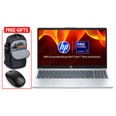 HP Laptop 15-fd1062ne (2025) Intel Core Ultra 7 155H 16-Cores w/ High-Performance Processor & Backlit Keyboard & Bundle ((HP BackPack + HP Bleutooth Mouse)) - Natural silver