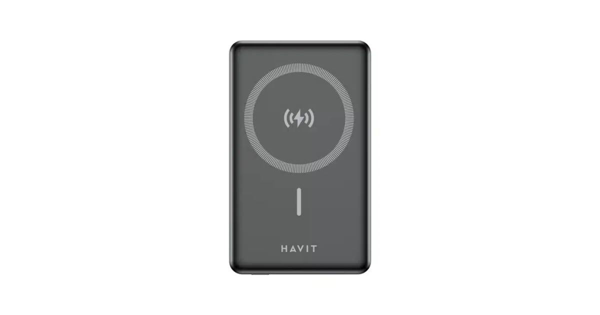 HAVIT PB5203 Magnetic Wireless Power Bank - 10, 000mAh 15W MagSafe Compatible PD 20W Black