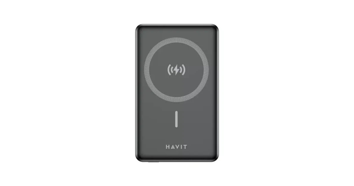 HAVIT PB5203 Magnetic Wireless Power Bank – 10,000mAh | 15W MagSafe Compatible | PD 20W | Black