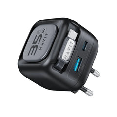 HAVIT UC250 35W GaN Travel Charger with Retractable Cable