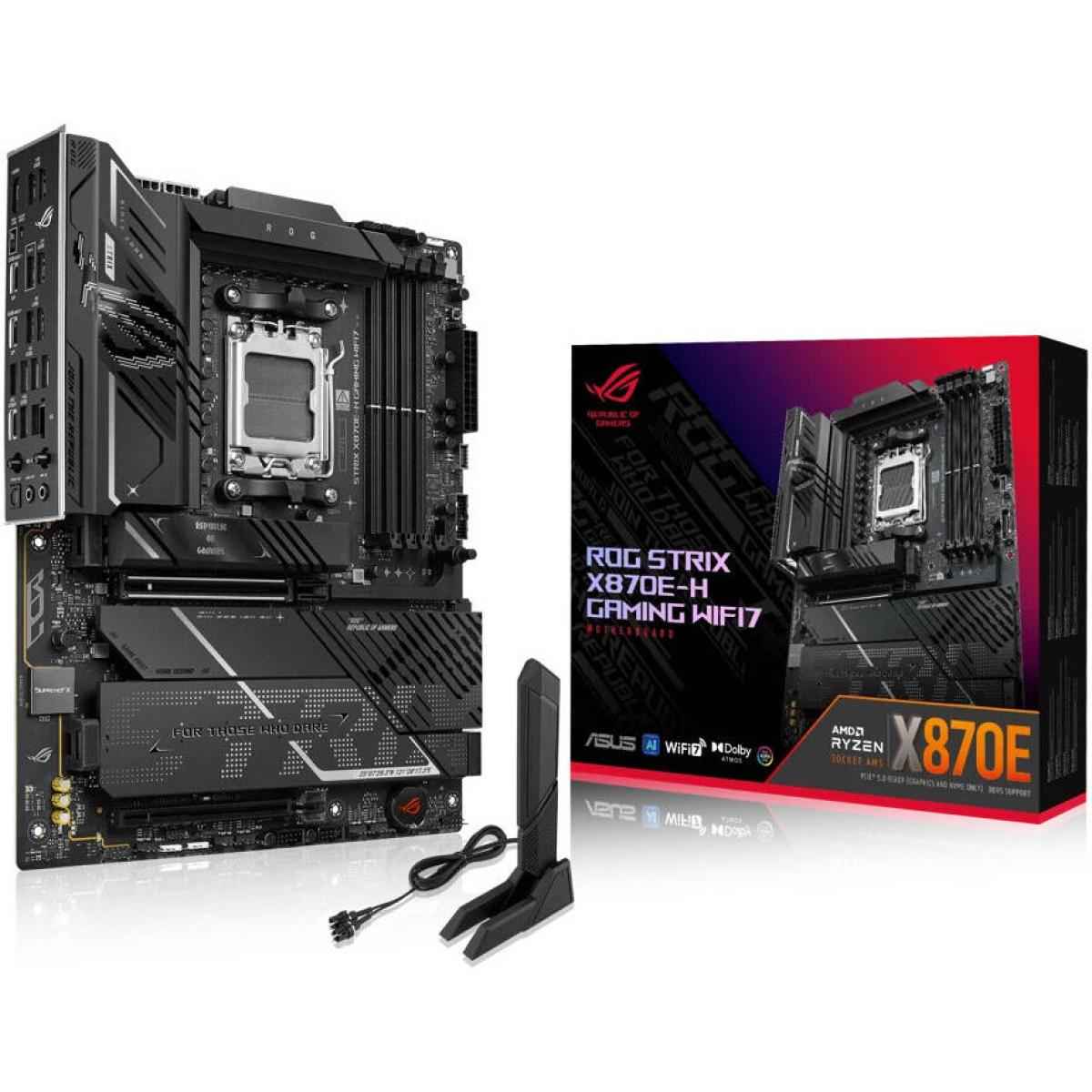 Asus Rog Strix X870e H Gaming Wifi 7 Atx Motherboard, Amd X870e Chipset, 4x Ddr5 Dimm Slots, 256gb Max Memory, 1x Pcie 5.0 X16 Slots, 4 X M.2 Slots