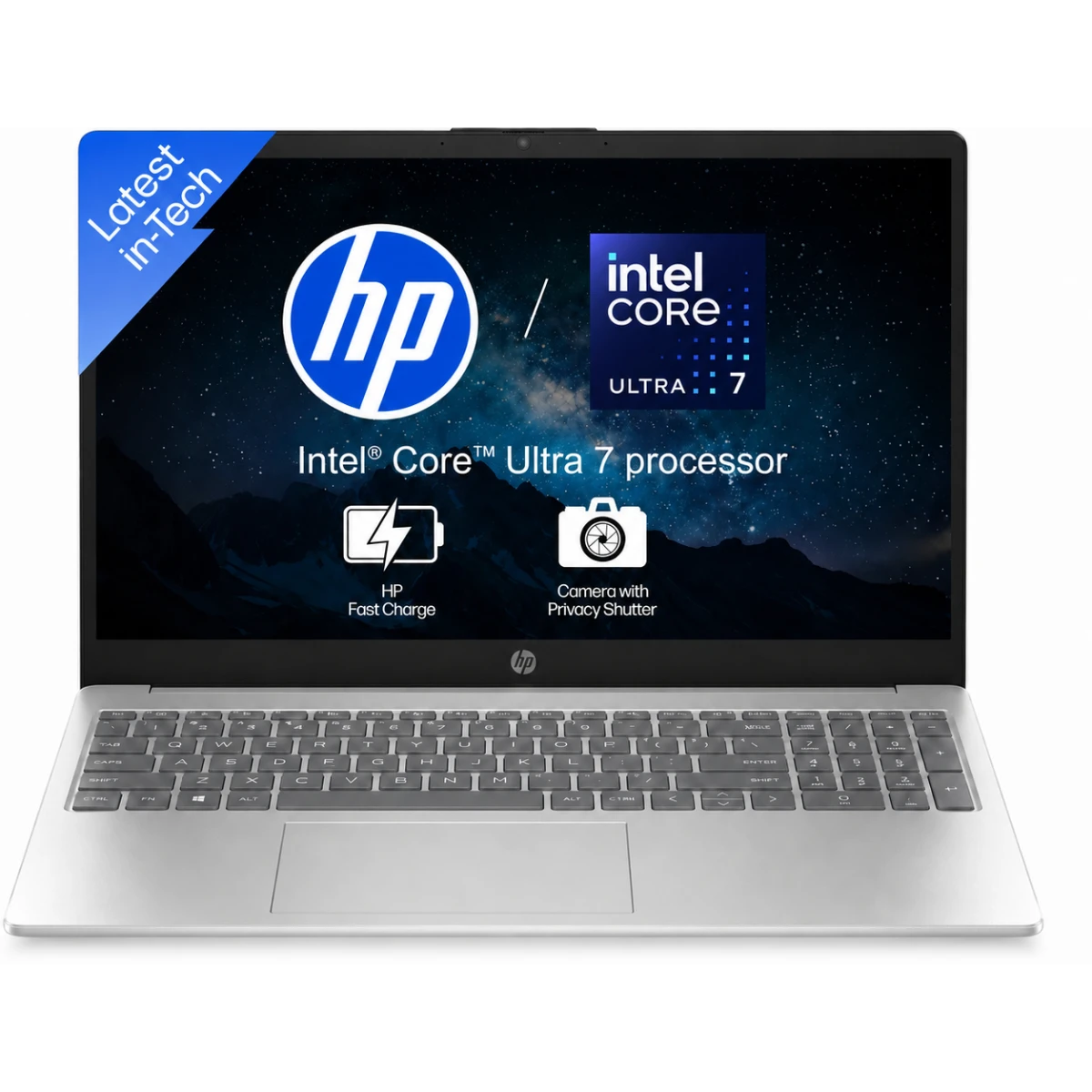 HP Laptop AI 15-fd2102TU (2025) Intel Core Ultra 7 255U 12-Cores Slim Design w/ Fast Charging & DDR5 Memory (Customized) - Natural silver