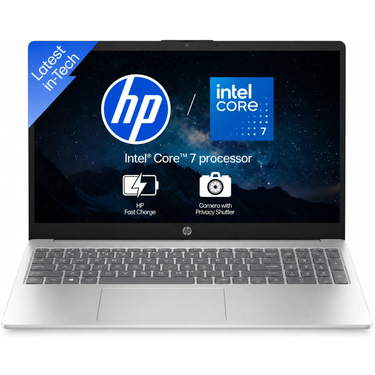 Hp Laptop 15 Fd0099nq (2025) Intel Core 7 150u 10 Cores Slim Design W/ Fast Charging & Ddr5 Memory Natural Silver & Blue Cover