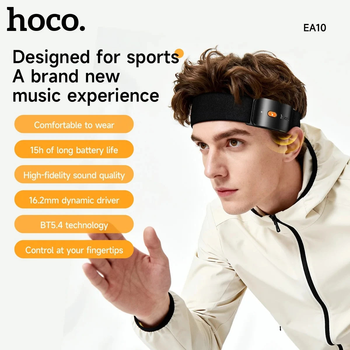 HOCO EA10 Open-Ear Hairband Sports Headset - Black
