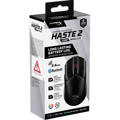 HyperX Pulsefire Haste 2 Core Wireless & Bluetooth Lightweight 59G Long Battery Life Up to 100 hours Long Battery Life Custom Core Sensor - Black