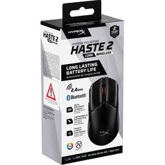 Hyperx Pulsefire Haste 2 Core Wireless & Bluetooth Lightweight 59g Long Battery Life Up To 100 Hours Long Battery Life Custom Core Sensor Black