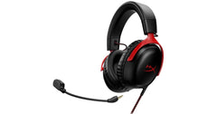 HyperX Cloud III DTS:X Spatial Virtual 3D Surround Sound Gaming Headset w/ Improved Bass & Superior Noise-cancelling Mic Quality & Onboard Controls , Multiplatform Compatibility (USB-C, USB-A, and 3.5mm) - Black & Red