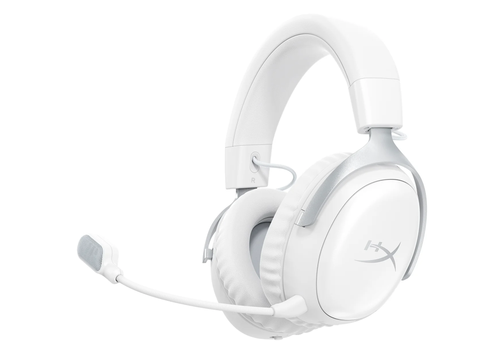 HyperX Cloud III S Wireless Gaming Headset – 53mm Drivers, Dual Wireless (2.4GHz + Bluetooth 5.3), Detachable Noise‑Cancelling Mic, 120h Battery Life, Memory Foam Comfort, White