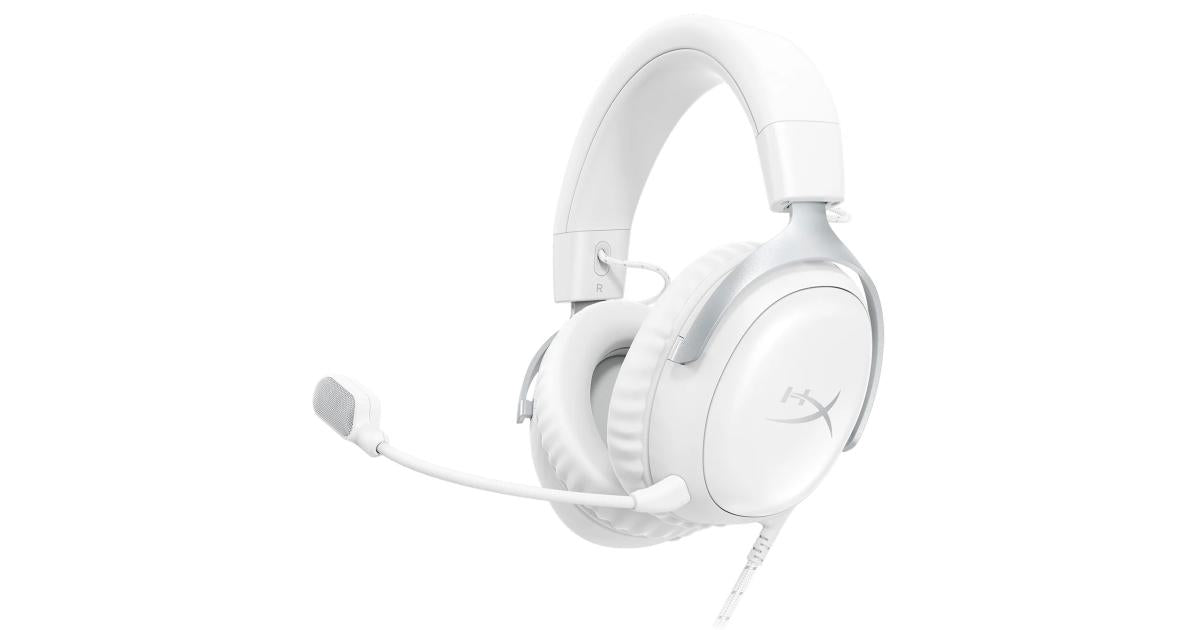 HyperX Cloud III DTS:X Spatial Virtual 3D Surround Sound Gaming Headset w/ Improved Bass & Superior Noise-cancelling Mic Quality & Onboard Controls , Multiplatform Compatibility (USB-C, USB-A, and 3.5mm) - White