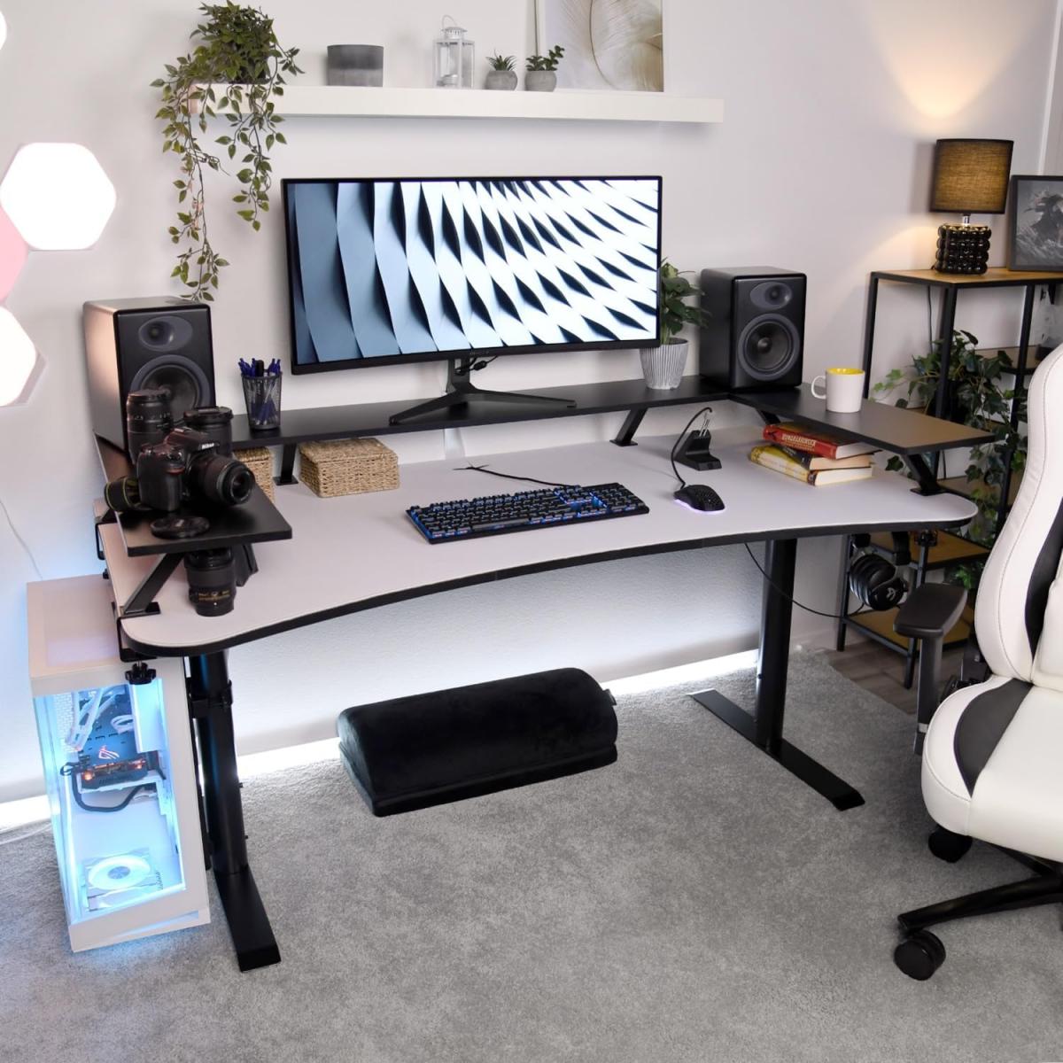 Arozzi Arena Desk Riser Large Ergonomic Design Universal compatibility Reinforced Metal Beam Supports up to 20KG , Black