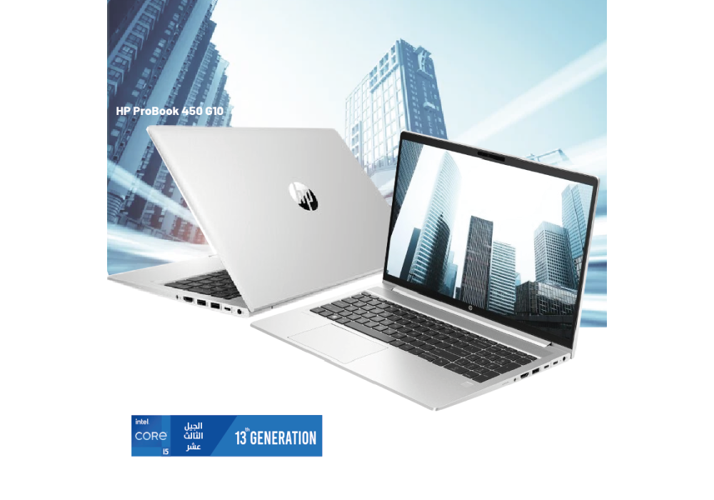 Laptop HP ProBook 450 G10 Notebook Intel® Core™ i5-1335U 10 Cores, 16GB DDR4 Customized , 512 GB SSD, 15.6" FHD anti-glare, 250 nits, Fingerprint & Backlit KB - Silver Aluminum