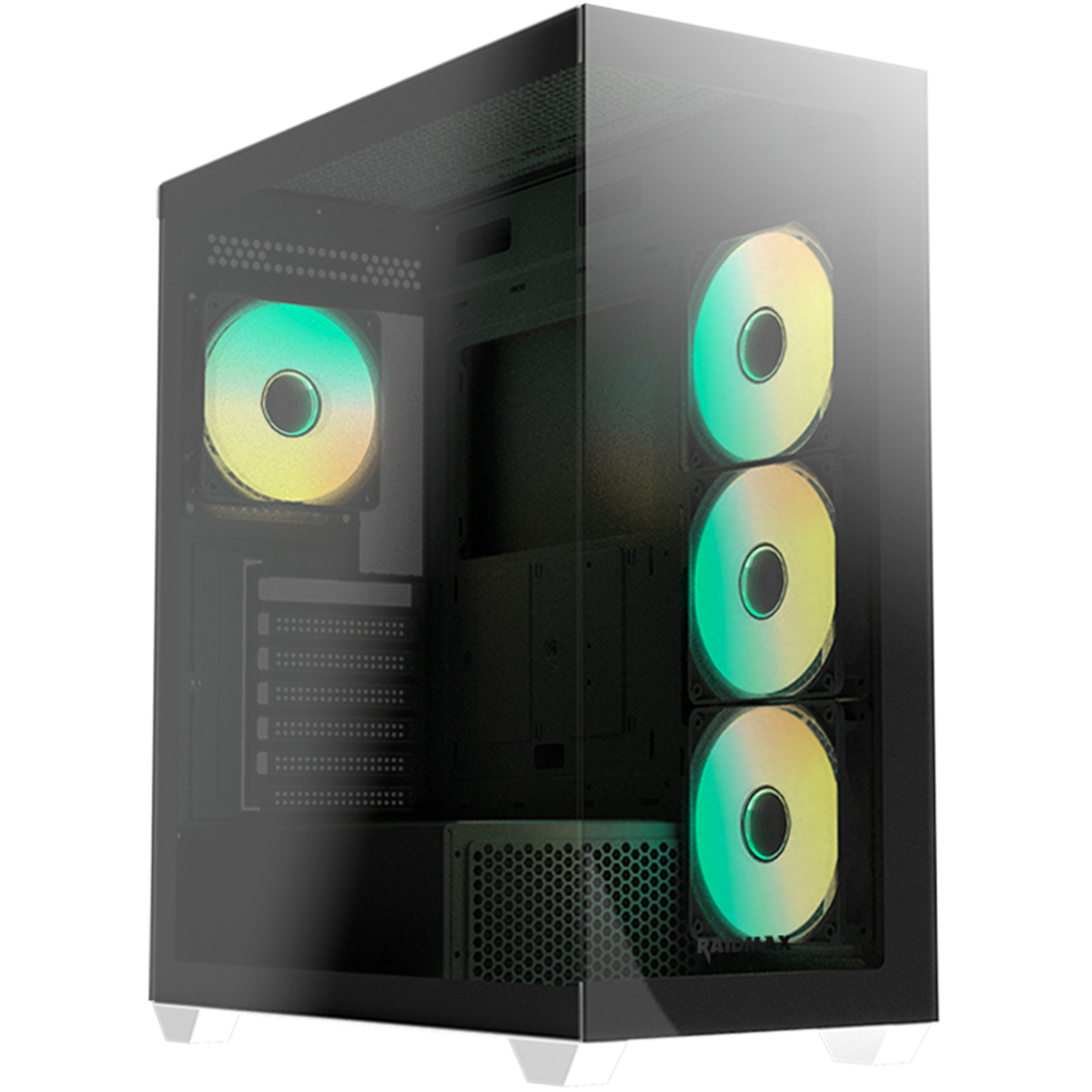 Raidmax Infinita Series I800cwf Chrome Atx 2 Side Tempered Glass 4x 120mm Argb Fan Preinstalled Supports Up To 400mm Gpu & Usb C White - CompuMe