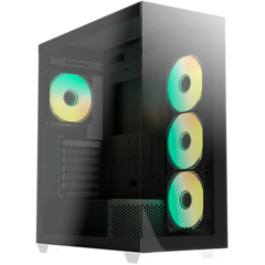 Raidmax Infinita Series I800cwf Chrome Atx 2 Side Tempered Glass 4x 120mm Argb Fan Preinstalled Supports Up To 400mm Gpu & Usb C White