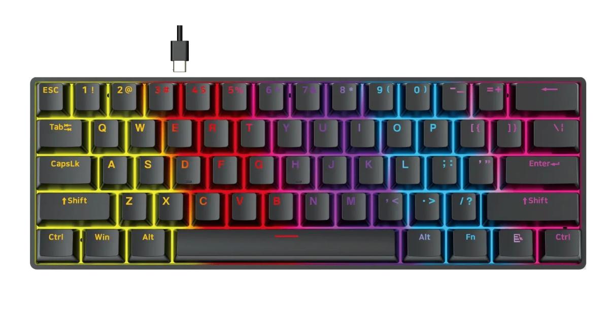 FANTECH MK211 ATOM61 Mechanical Gaming Keyboard, Double-Shot ABS, 1000Hz Polling Rate.