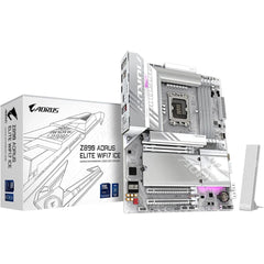 Gigabyte Z890 Aorus Elite X Ice Atx M Intel Z890 4x Ddr5 Dimm Slots, Up To 256gb Max Memory, Wi Fi 7 & Bt 5.4, 1x Pcie 5.0 X16, 5x M.2 Slots, White - CompuMe