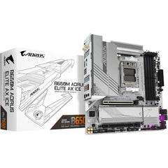 Gigabyte B650m Aorus Elite Ax Ice Micro Atx Am5 Motherboard, Amd B650 Chipset, 4x Ddr5 Dimm Slots, Up To 256gb Max Memory, 1x Pcie 4.0 X16 Slot, 2x M.2 Slots, White - CompuMe
