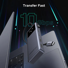 Ugreen Uno 35998 Usb C Hub 6 In 1 Multiport Adapter 4k60hz 100w Usb C Pd, 2x 10gbps Usb C, And 2x 10gbps Usb A Ports With Led Display