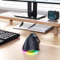 MEETION BTM010R WIRELESS BLUETOOTH ERGONOMIC VERTICAL MOUSE RECHARGEABLE RGB