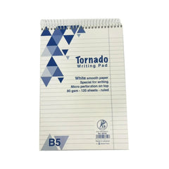 Tornado Writing Pad B5 White Smooth Paper 120 Sheets