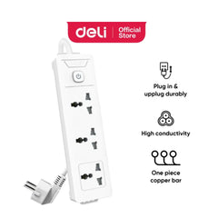 Deli ET402 Power Strip - 3 inputs - 5M