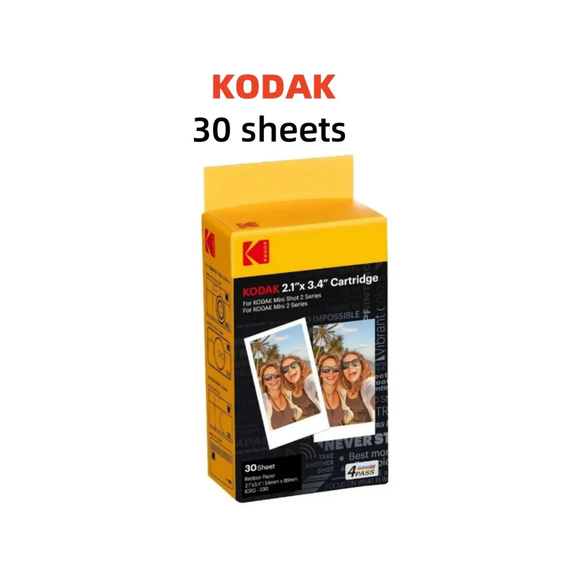 Kodak 4PASS Film Cartridge (2.1x3.4 inches) for Mini 2 Retro, 30 Sheets