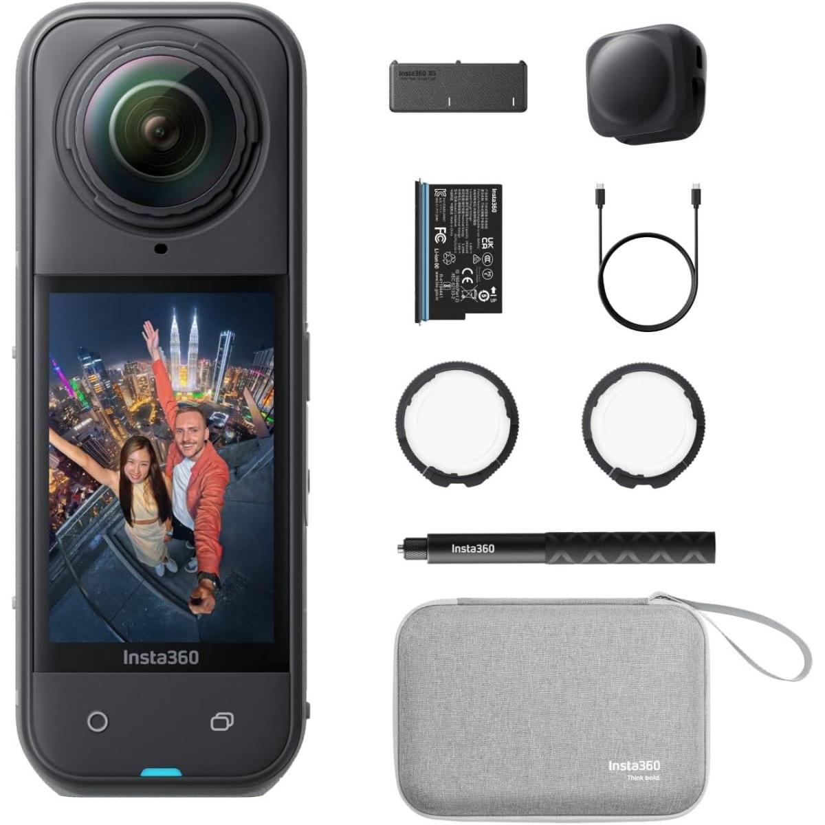 Insta360 X5 Essentials Bundle - Waterproof 8K 360 Action Camera, Leading Low Light, Invisible Selfie Stick Effe, Rugged and Replaceable Lens, 3-Hour Battery, Built-in Wind Guard