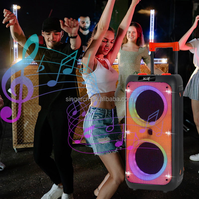 Jbr - C802 Professional RGB Super Bass Wireless Trolley Karaoke Speakers Fm Radio