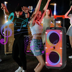 Jbr - C802 Professional RGB Super Bass Wireless Trolley Karaoke Speakers Fm Radio