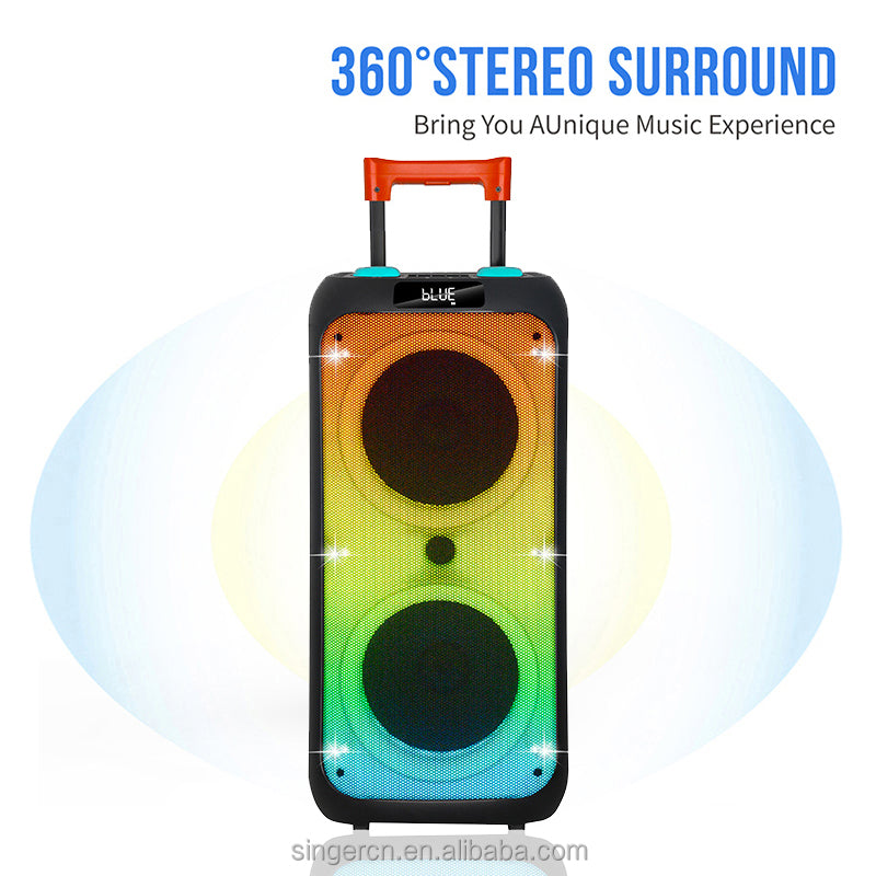 Jbr - C802 Professional RGB Super Bass Wireless Trolley Karaoke Speakers Fm Radio