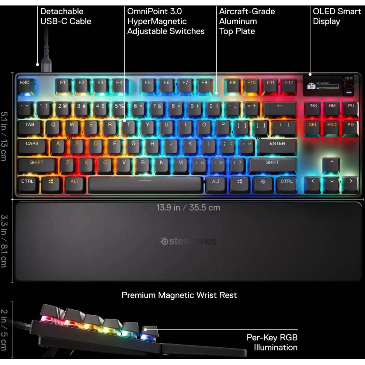 SteelSeries wired mechanical gaming keyboard for computer setup