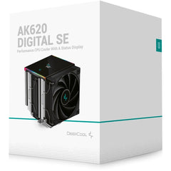 DeepCool AK620 Digital SE CPU Air Cooler Mighty 260w TDP 6 Copper Heat Pipes Dual-Tower CPU Cooler w/ ARGB LED Strip & Digital Screen Displays , Black