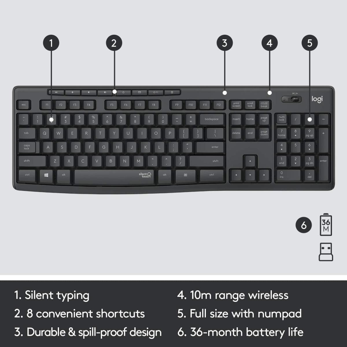 Logitech Mk295 Wireless Mouse & Keyboard W/ Silenttouch Technology Logitech Mk295 Wireless Mouse & Keyboard W/ Silenttouch Technology