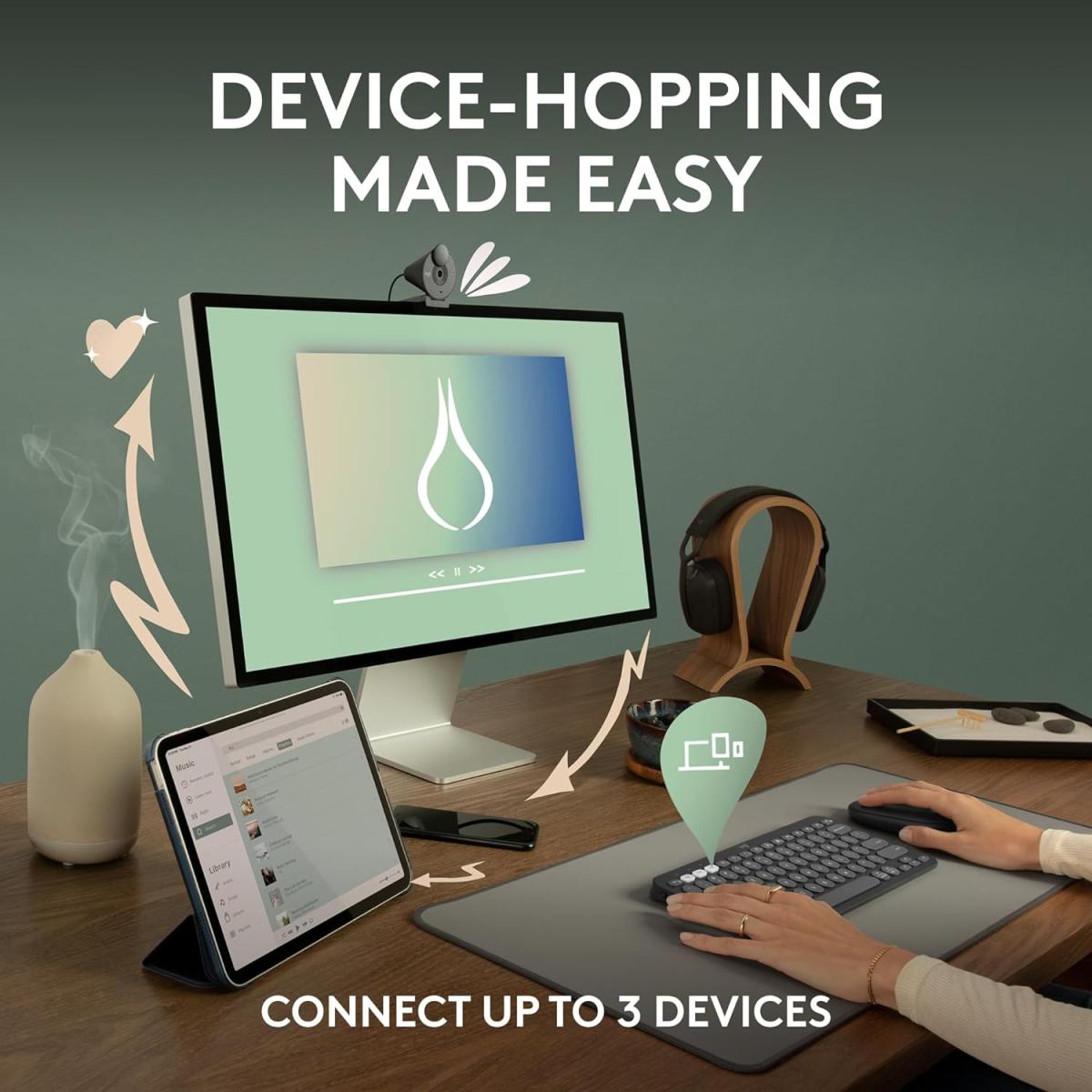 Logitech Pebble Keys 2 K380s Multi Device Bluetooth Customizable Shortcuts Slim & Portable For Windows, Macos & Android Arabic / English Logitech Pebble Keys 2 K380s Multi Device Bluetooth Customizable Shortcuts Slim & Portable For Windows, Macos & Android Arabic / English
