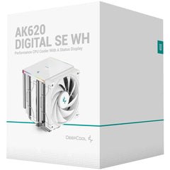 DeepCool AK620 Digital SE CPU Air Cooler Mighty 260w TDP 6 Copper Heat Pipes Dual-Tower CPU Cooler w/ ARGB LED Strip & Digital Screen Displays , White