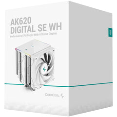 Deepcool Ak620 Digital Se Cpu Air Cooler Mighty 260w Tdp 6 Copper Heat Pipes Dual Tower Cpu Cooler W/ Argb Led Strip & Digital Screen Displays , White