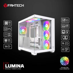 Fantech Cg85 Lumina  Tower Gaming Case White (dual Chamber)