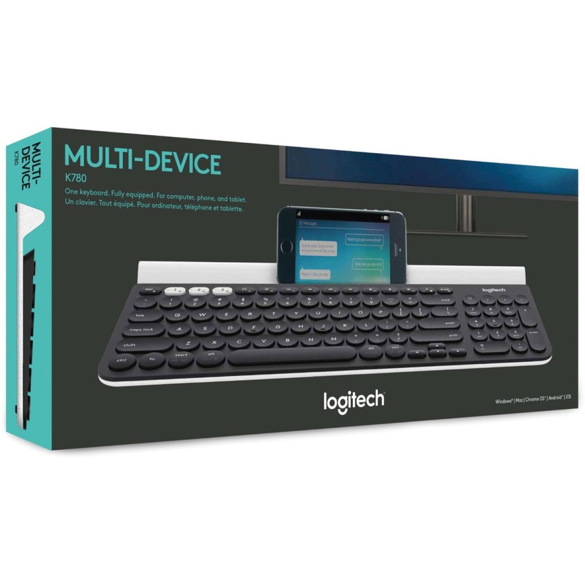 Logitech K780 Multi Device Bluetooth For Computer Phone & Tablet Flow Cross Computer Control Compatible English