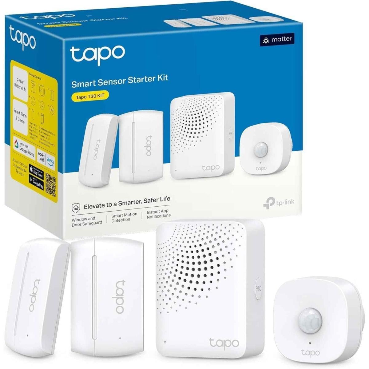 Tapo T30 Kit Smart Sensor Starter Kit, Includes Tapo H100, Tapo T100, Tapo T110, Motion Deteion, Window & Door Proteors W/ Instant Alerts & App Notification & Easy Installation