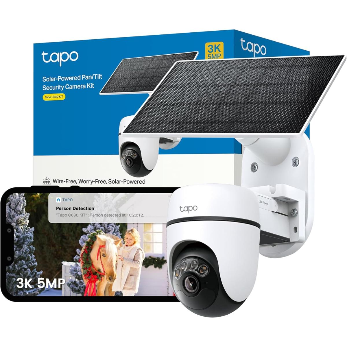 Tp Link Tapo C630 Kit 3k 5mp Solar Security Camera Outdoor Wireless,security Camera,colour Night Outdoor Camera,360°ai Deteion Cv,ip65,no Hub Required,alexa,google Home,flexible Storage,no Monthly Fee