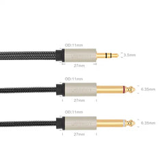 Ugreen 10615 3.5mm Trs To Dual 6.35mm Ts Stereo Audio Cable, 4k Gold Plated Connectors, Zinc Alloy Case, Braided – 2m