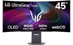 LG 45GX90SA UltraGear™ Smart 45” OLED Curved 800R 2K 240Hz 0.03ms HDR True Black 400 webOS 24 AI Picture & Sound G-SYNC Compatible HDMI 2.1 & USB C Adjustable Stand - Black